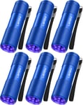 Lot de 6 Torches de Lampe de Poche UV À LumiÈRe Noire Ultraviolette 9 LED Pour L'extÉRieur Etc. (Bleu).[G52]