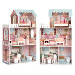 Stort Barbie dockhus med en uppsättning möbler ECOTOYS