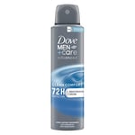 Dove Men+Care Advanced Clean Comfort Anti-Perspirant Aerosol Deodorant Spray with Triple Action technology & ¼ moisturising cream for 72 hour protection against sweat and odour 6x 150 ml