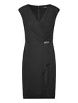 Jersey Cap-Sleeve Cocktail Dress Kort Klänning Black Lauren Ralph Lauren