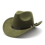 Amerikansk Western Cowboyhatt Filt Hatt För Män Och Kvinnor Ridhatt Rullad Brätte Faux Ull Jazzhatt Cowboyhatt ArmyGreen ArmyGreen