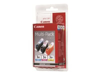 Canon Bci-3E Multipack - 3-Pack - Gul, Cyan, Magenta - Original - Blister - Bläcktank - För Bjc-400, 600  I450, 550  Multipass C755, Mp390  S400, 520, 530  Smartbase Mp390, Mp730