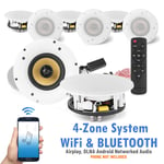 6.5" Multi Room Ceiling Speaker System 4 Zone WiFI Wireless Bluetooth Home Audio