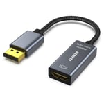 Adaptateur DisplayPort vers HDMI 4 K@60 Hz, DP vers HDMI Compatible avec HP, ThinkPad, AMD Nvidia Desktop et Plus, Gris.[V408]