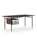 House of Finn Juhl - Nyhavn Desk, 170 cm, with Tray Unit, Walnut, Black Steel, Cold - Skrivebord - Finn Juhl - Tre farget,Svart - Metall/Tre