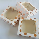 Pack Of 3 PETIT FOUR ROSE GOLD spot Sweet Cake Treat Boxes CHOCOLATES Truffles