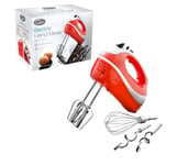 Quest 5 Speed Turbo Hand Held Food Electric Whisk Blender Beater Mixer - Red