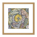 Map Mercator 1623 North Pole Arctic Pictorial Chart 8X8 Inch Square Wooden Framed Wall Art Print Picture with Mount