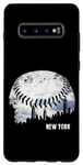 Coque pour Galaxy S10+ Grattoir à ciel vintage Baseball New York City Nuages