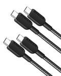 Anker cable USB C vers USB C, 310 lot de 2 cable USB C 2.0(60 W/3 A) charge rapide pour iPhone 16/15, Samsung Galaxy S22, iPad Pro 2021, iPad Mini 6, iPad Air 4, MacBook Pro 2020, Switch (90 cm)