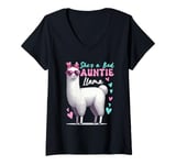 Womens She's A Bad Funny Joke Auntie Cute Llama Mother's Day Farm V-Neck T-Shirt