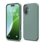 elago Coque Silicone Liquide Premium Compatible avec iPhone 16 Étui, Housse de Protection Intégrale, Antichoc, Étui Mince, Doublure en Microfibre Antirayures (Vert Nuit)