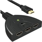 HDMI Switch 1080P, GANA Switch HDMI 3 Ports Commutateur HDMI Sélecteur Splitter Manuel | 3 Entrées à 1 Sortie HDMI Switcher | Full