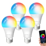 ANTELA Smart Bulb E27 9W 806LM RGB 2700K-6500K Multicolored Dimmable WiFi Light Bulbs, Smart Life App Control, Compatible with Alexa Google Home, 4 Packs