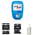 Compex Electrostimulateur Fit 5.0 + Sachet de 4 électrodes Noires 5x5 cm + Sachet de 2 électrodes Noires 5x10 cm - 2 Snaps + Gel conducteur 250 ML