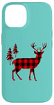 Coque pour iPhone 14 Red Buffalo Reindeer Buck Christmas Decor Plaid Pattern