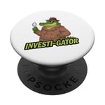 Kids Funny Investi-Gator Detective Pun Alligator Reptile PopSockets Adhesive PopGrip