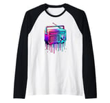 Dripping Paint Art Vintage Radio Antique Radios Raglan Baseball Tee