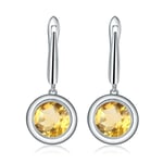 yuge 925 Sterling Silver Earrings 4.02ct Natural Yellow Citrine Women's Earrings