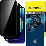 [2+2 Pieces]Verre Trempe Anti Espion Pour Iphone 12 6,1 Pouces Avec Protection D'Objectif De Camera,Film De Confidentialite Protection En Ecran,Equipe D'Un Outil D'Alignement Simple