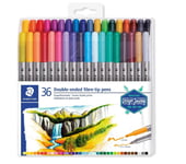 Staedtler 3200 TB36 Design Journey Double-Ended Fibre-Tip Pens, Pack of 36