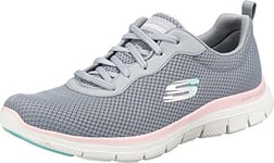 Skechers Women's Flex Appeal 4.0 Brilliant View Sneaker,Gray Mesh/Light Pink Trim,3.5 UK