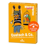 moses Black Stories Junior Quatsch & Co. -50 Amusants avec Garantie de Rire, Cartes au Nouveau Design avec Deux Variantes, Jeu de Puzzle pour Les Enfants à partir de 8 Ans, 90087, Jaune