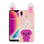 Huawei P20 Lite 3D Söpö Nukke Kuvio TPU Puhelin Kuori - Sarjakuvaeläin Monivärinen