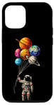 iPhone 15 Funny Astronaut holding balloon planets Case