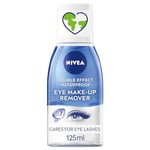 NIVEA Double Effect Waterproof Eye Make-Up Remover (125ml), Daily Use Face Cleanser for Make-Up and Mascara with Cornflower Extract and Biotin