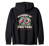 Funny Fitness Powered By Protein Gym Weightlifting Zip Hoodie