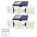 Moman Lumiere Solaire Exterieur, Lampe Solaire Exterieur Detecteur de Mouvement 224LED 3Modes IP65 Étanche Eclairage Exterieur Solaire avec Télécommande(2Pcs), Lampe-Solaire-Exterieur-Spot-Projecteur