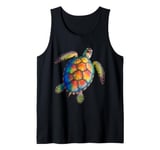 Sea Turtle Motif Animal Lover Ocean Safari Beach Hawaiian Tank Top