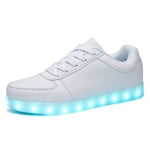 USB Laddning Light Up Skor Sport LED Skor Dans Sneakers Vita White 37