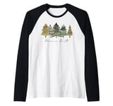 Winter Trees Nature Holiday Christmas Peace on Earth Raglan Baseball Tee