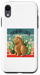 Coque pour iPhone XR Capybara fleur couronne nature harmonie joie animal amateur