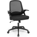 Goplus - Chaise de Bureau avec Accoudoir Relevable, Chaise de Bureau Ergonomique Réglable, Pivotant à 360°, Soutien Lombaire, Dossier à Bascule,