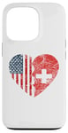 iPhone 13 Pro Swiss American Flags Heart | United States Switzerland Roots Case