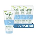 Simple Water Boost Micellar Facial Gel Wash 150ml,pack of 6