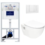 Pack wc Bâti-support ViConnect + wc sans bride sat + Abattant SoftClose + Plaque Blanche (ViConnectProject-2) - Villeroy&boch