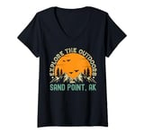 Womens Sand Point, Alaska - Explore The Outdoors V-Neck T-Shirt