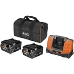 Pack perceuse-visseuse a percussion + meuleuse 125 mm - aeg powertools - 18 v - Avec batteries, chargeur et sac