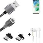 Câble de données + écouteurs pour Samsung Galaxy S21 FE SD888 a. USB de type 