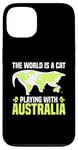 Coque pour iPhone 13 Le monde est un chat qui joue avec l'Australie World Map Traveler