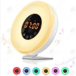 HTBE® Wake-up Light FM Radio Wake-up Light Nattljus Wake-up Light Sänglampa Solnedgång Varmt ljus