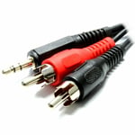 3m 3.5mm 3.5 Jack PC  to 2 Phonos RCA Cable Lead HiFi