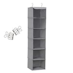 SONGMICS Rangement de placard Étagère suspendue en Tissu Gris 6 Compartiments Pliable Hauteur réglable 2 Pinces offerts 30 X 30 X 130 cm ( L X l X H) RCH06G