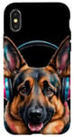 Coque pour iPhone X/XS Berger Allemand Écouteurs Chien Alsacien Animaux Imprimé