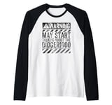 Funny Warning Sign May Start Talking About Didgeridoo Raglan Baseball Tee