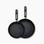 Scoville Neverstick 2 Piece Frying Pan Set - 24cm & 28cm Pans, Black